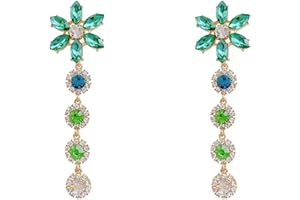 AONKLOT Flower Earrings for Women Rhinestone Flower Earrings Spring Earrings Zircon Foral Dangle Earrings Boho Flower Stud Earrings Summer Jewelry Gifts