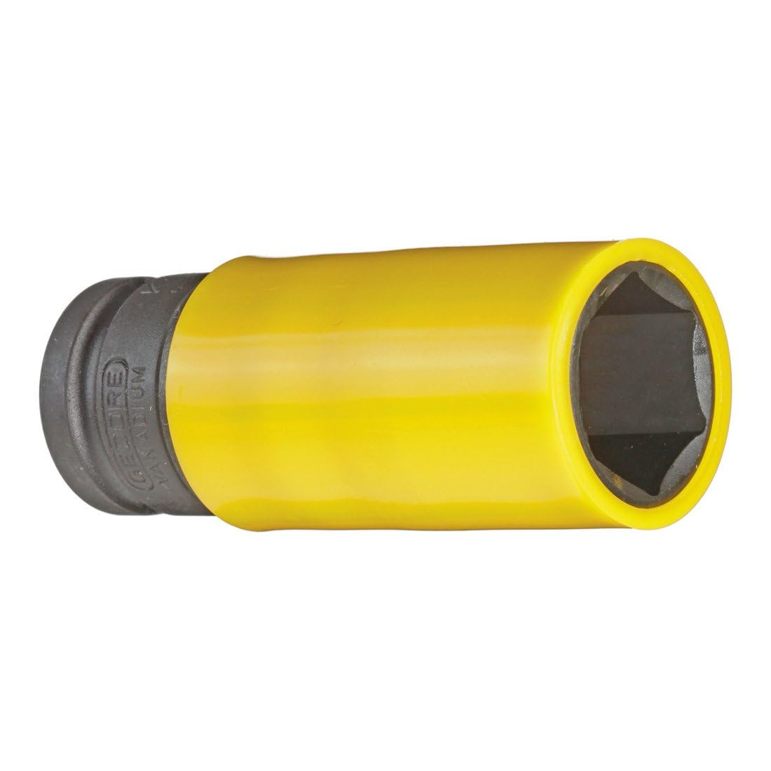 GEDORE Impact wrench socket with protective sleeve, Socket, 1/2" 12.5 mm drive, Hex, AF 22 mm, Traffic yellow, Automotive, K19 LS 22