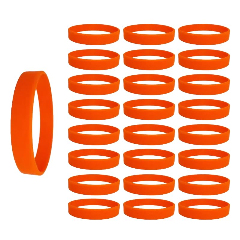 Mcoser Silicone Wristbands,25Pcs Orange Silicone Wristbands,Silicone Elastic Bracelets,Sports Rubber Bracelets for Events,Silicone Bracelets Stretch For Party,Men WomenSports Outdoor Team