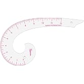 KEARING 12" Comma French Curve Ruler - Clear Plastic Sewing Pattern Making | Transparent 12" comma french curve with sandwich line scale. Smooth armhole grading ruler for fashion sewing and quilting