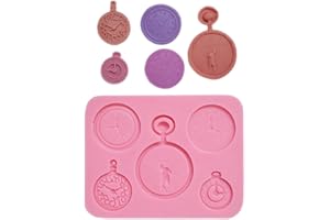 FEWO Pocket Watch & Clock Silicone Fondant Mold Chocolate Candy Gumpaste Mold Polymer Clay Epoxy Resin Craft Casting Mould