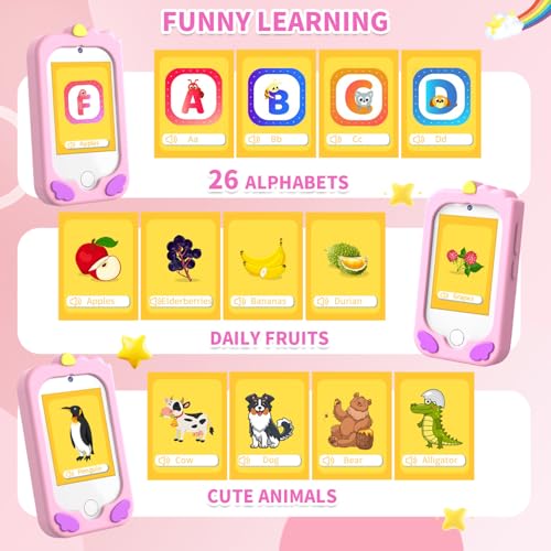 Tosaju Kids Mobile Phone Toy with Dual Camera Kids 2.8 Inch Touch Screen Learning Phone Learning Toy with SD Card Boy Girl Age 3 4 5 6 7 8 Cadea
