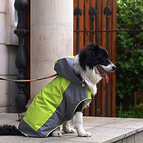 Umora 犬用レインコート カッパ 雨具 通気 帽子付 散歩用 小型犬 中型犬 大型犬（グリーン+グレー XS）商品画像