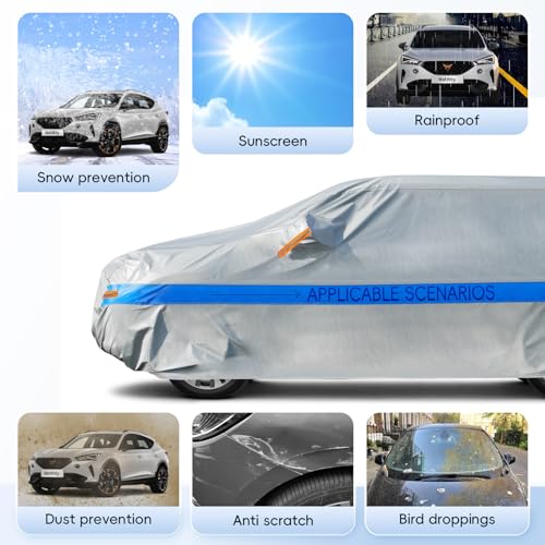 Holthly Car Cover SUV Outdoor Waterproof, Car Cover 4x4 10 Layers, Car Cover Sunscreen, Layer for Car Suitable for Audi Q7, BMW X5, Mercedes GLE, Porsche Cayenne etc. YXL