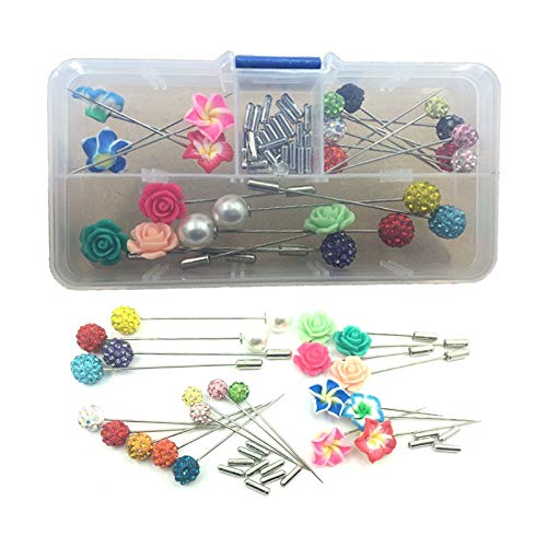 Bingo Point 22pcs/Set Mixed Resin Fimo Flower Colorful Rhinestone Ball Muslim Brooch Pin Pearl Hijab Scarf Pins, Scarf Clip,Wedding Pin