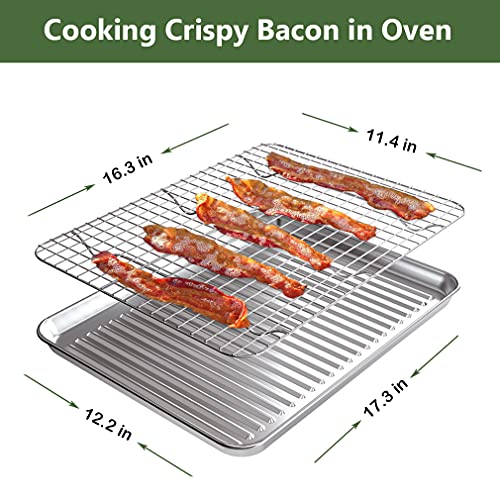 ROTTAY Baking Sheet, Half Sheet Pan with Cooling Rack Set [2 Pans + 2
