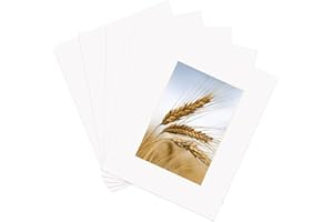 ZBEIVAN 8x10 White Picture Mats with Core Bevel Cut Frame Mattes for 5x7 Pictures - Pack of 5