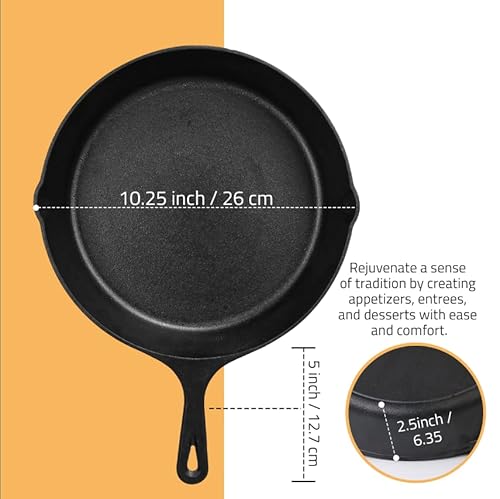 Utopia Kitchen Saute Fry Pan Chefs Pan, Pre-Seasoned Cast iron