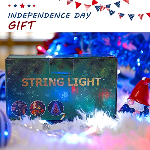 Hopolon 4th of July Decorations Outdoor LED String Lights 33FT 100 LED