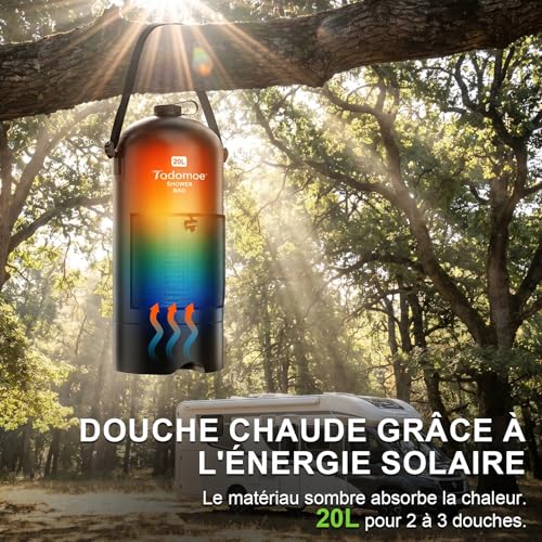 Tadomoe Douche Portable Électrique 20L avec 2000mAh Pompe - Douche Solaire de Camping Pliable avec Tuyau 2m & Sac de Rangement - Douche Extérieur pour Fourgon Aménagé, Plage, Chien et Randonnée