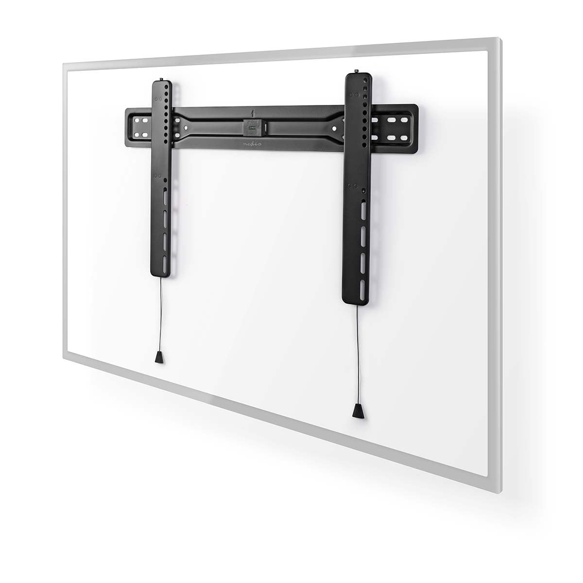 Nedis Fixed TV Wall Mount, Ultra-Slim 18mm From Wall, Fits 37-70” Screens, VESA 200x200 to 600x400, Supports Up to 35kg - With Bubble Level, Automatic Spring Locks with Quick Release Cords
