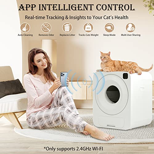 Self Cleaning Cat Litter Box, Large Automatic Cat Litter Box for