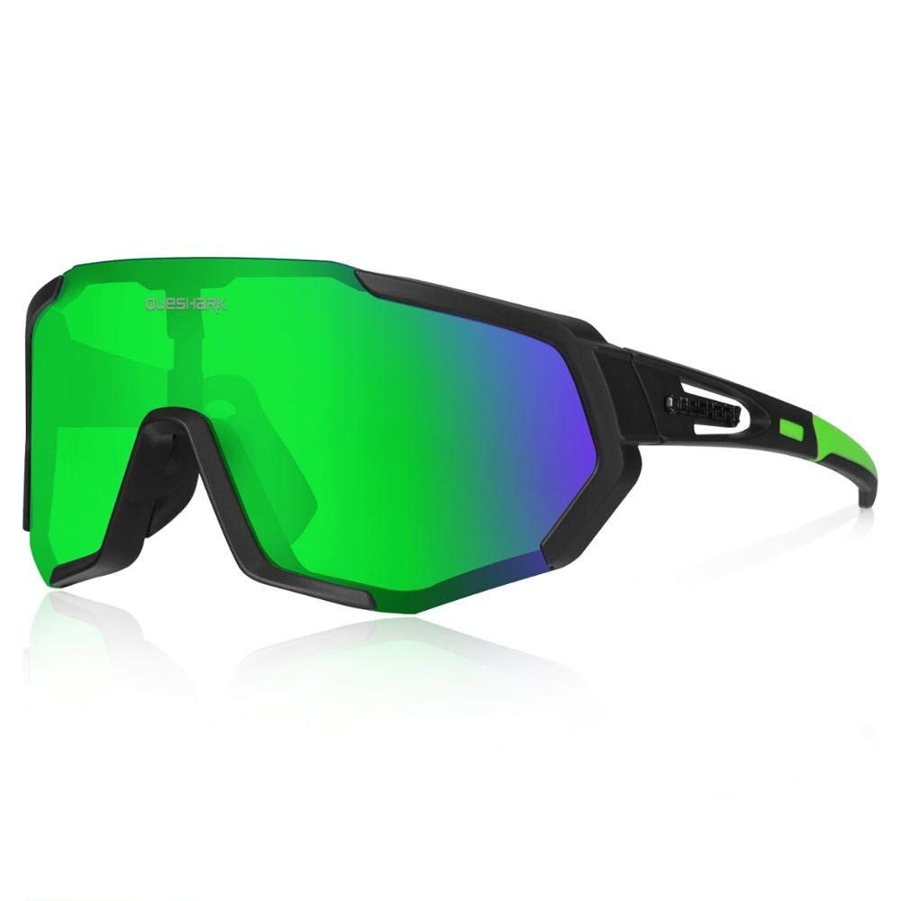 Queshark Cycling Glasses, Sports Sunglasses, Polarized Cycling Glasses with 3 Interchangeable Lenses | 29g TR90 Lightweight | UV400 Protection, for MTB, Cycling, Running, Driving, E-Bike