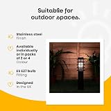 MiniSun Pair Modern Outdoor IP44 Black Stainless Bollard Lantern Posts view 3