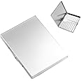 Stainless Steel Extra Slim Cigarette Case Metal Cigarette Holder Case for 100's and 84's (Silver (Flat))