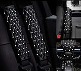 Uphily Rhinestone Seat Safety Belt Pads - Leather