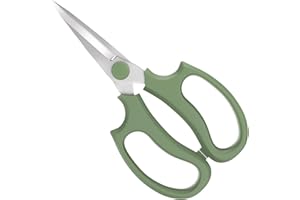 Housolution Flower Scissors, Strong Floral Shears, Premium Steel Pointed Garden Pruning Shears Floral Fruits Leaf Scissors Hand Pruner Snip Trimming Tool for Gardening Flower Arrangement,Avocado Green