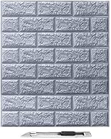 Art3d 30 Pcs 3D Grey Brick Wallpaper Peel and Stick Panels 43.5 Sq Ft