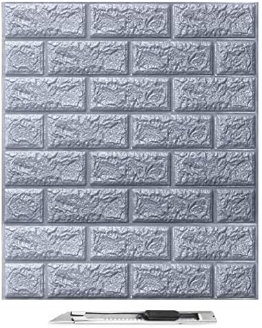 Art3d 30 Pcs 3D Grey Brick Wallpaper Peel and Stick Panels 43.5 Sq Ft