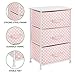 mDesign Storage Dresser End/Side Table Night Stand Tower Unit with 3 Removable Fabric Drawers - Organizer for Baby, Kid, and Teen Bedroom, Nursery, Playroom, or Dorm, Pink/White Polka Dot