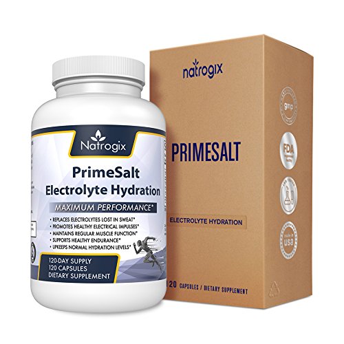 Electrolyte Replacement Capsules, Prime Salt Formula by Natrogix - 120 Veggie Capsules - Maximum Strength Electrolyte Hydration Capsule - Contains Chloride, Sodium, Potassium - Made in USA