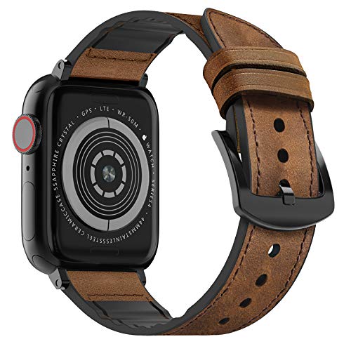 ایگرد | قیمت و خرید MARGE PLUS Compatible Apple Watch Band 44mm 42mm,  Sweatproof Hybrid Genuine Leather and Silicone Sports Watch Band  Replacement for iWatch SE Series 6 5 4 3 2 1, Brown