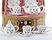 Child's Porcelain Tea Set in Wicker Basket, Real Pouring Teapot, 