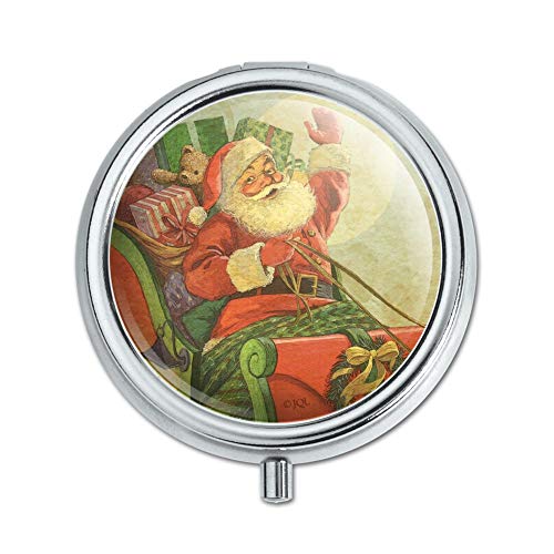 Christmas Holiday Retro Antique Santa Sleigh Pill Case Trinket Gift Box