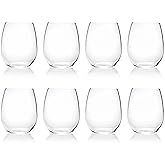 PLASTIC 17-ounce Acrylic Glassses Stemless Wine Glasses, set of 8 Clear - Unbreakable, Dishwasher Safe, BPA Free…