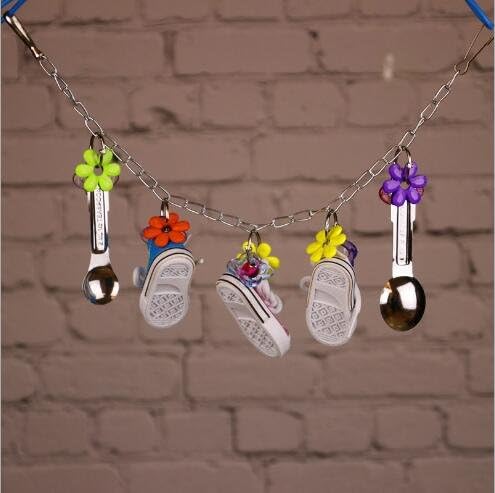 Aigou Sneaker Bird Toys,Parrot Cage Hanging Chewing Toys, Spoon Parrot Toy Swing for African Grey, Amazon Conure, Cockatoo and Macaw, Cockatiel