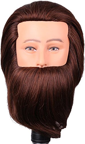 Lian's 8" 100% Real Human Hair Male Cosmetology Mannequin Manikin Head with Beard for Barber Hairdressing Trainning and Practice