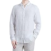 CHICHICFAD Men's 100% Linen Long Sleeve Button Down Shirt Casual Summer Beach Tops