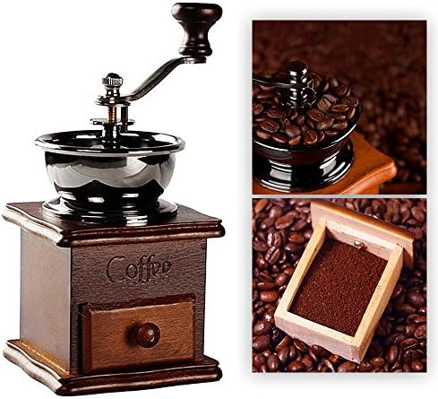 TOOL GADGET Cute Functional Coffee Grinder Decor, Small Manual Coffee Grinding Machine, Classic European Ancient mill grinder Decoration, Wood and Metal Material