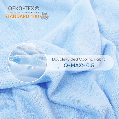 Marchpower Refreshing Blanket, 150 x 200 cm, Arc-Chill Natural Technology Summer Blanket Double-Sided Blanket Cozy and Refreshing Sofa Blanket, Qmax>0.5, Blue