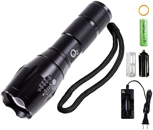 OZ special High Powered Flashlight with Rechargeable 18650 Battery and UL listed Safety Charger 806FL