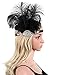 BABEYOND Vintage 1920s Flapper Headband Great Gatsby Headpiece Roaring 20s Feather Headband 1920s Great Gatsby Flapper Hair Accessories (Black)