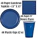 Disposable Party Supplies, Serves 40 - Blue and Silver - Large and Small Paper Plates, 12 oz Plastic Cups, heavyweight Cutlery, Napkins, and Tablecloths. Full Two-Tone Tableware Set