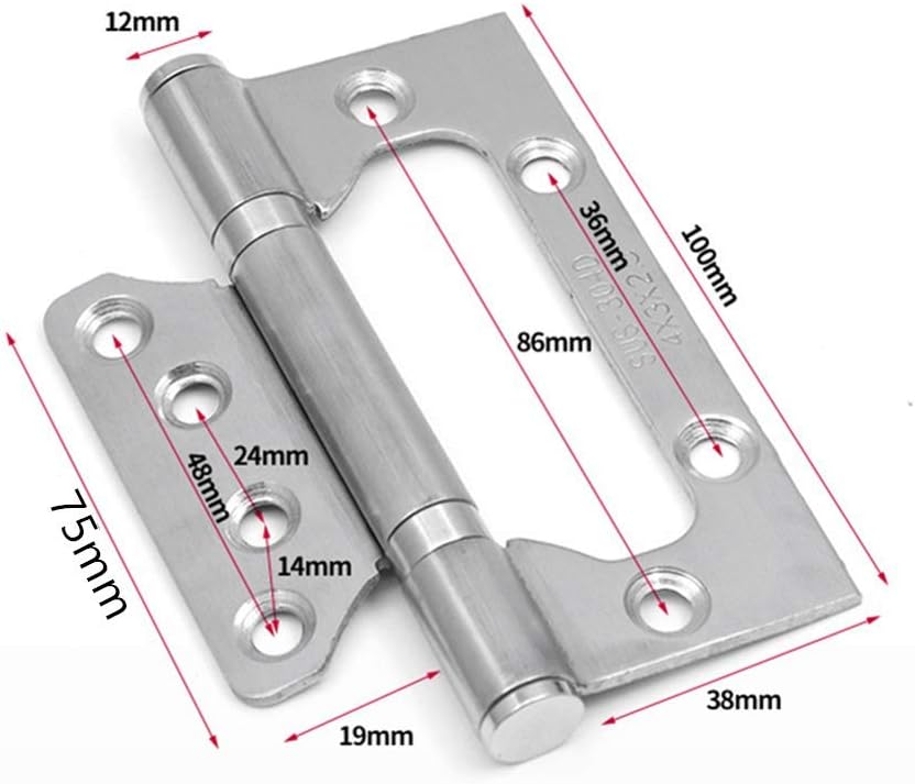 4 Pack NonMortise Door Hinges,Thick Stainless Steel Thickening Door