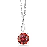 Gem Stone King 10K White Gold Customized and Personalized Round 6.5MM Gemstone Birthstone Pendant Necklace For Women With 18 Inch Chain