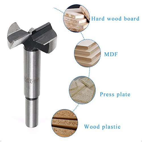 Dayree 5pcs Forstner Drill Bits 15mm-35mm High-Speed Steel Woodworking Hole Bits Reaming Hinge with Round Shank for Wood Plastic Particle Board and Other Cork
