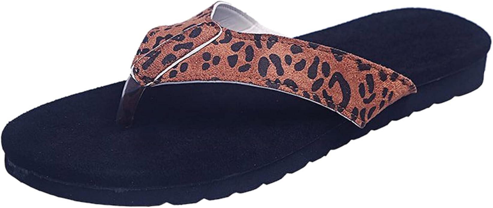 Amazon.com | Women's Plus Size Split Toe Non Slip Leopard Flip Flops Soft Thick Cushion Thong 