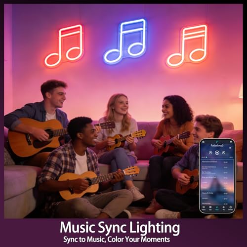 Lucienstar 20M RGB Neon LED Strip 24V IP65 with Remote Control/APP, Music Sync, Multiple Mode, Flexible LED Tape for Bedroom Outdoor Decoration(10mx2)