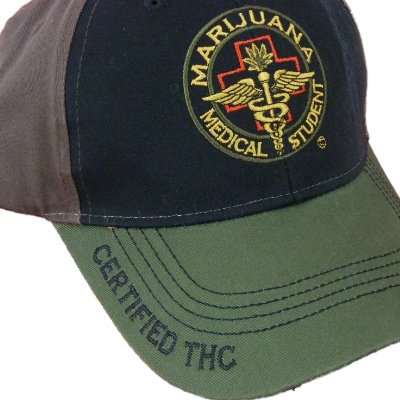 Cannabis 420 Marijuana Themed Ball Cap Hats (One Size, MMJ Student Black Front) - Thumbnail 3
