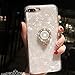 WATACHE Design for 8 Plus/7 Plus Case,Seashell Pattern Soft TPU Shock-Absorption Crystal Bumper Case with Bling Diamond 360 Degree Rotating Ring Grip Holder Kickstand for 8/7 Plus(White)