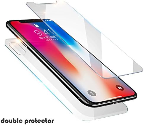 iPhone X Screen Protector,Seekermaker Anterior Membrane + Posterior Membrane Tempered Glass Screen Protectors [3D Touch] 0.25 mm Screen Protector Glass for iPhone X(Transparent)