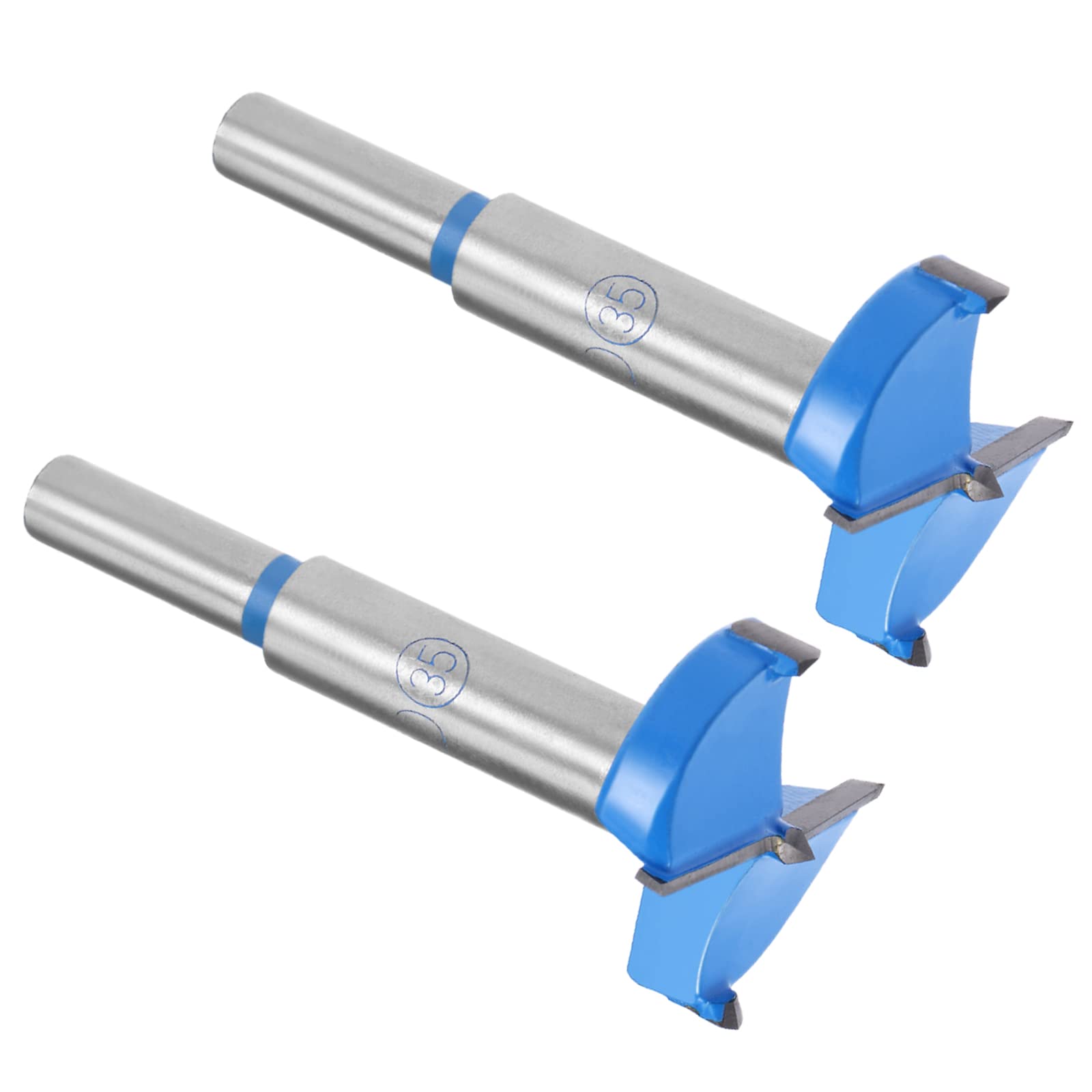 Kozelo 2pcs Forstner Drill Bits - [35mm] Tungsten Carbide Auger Opener for Wood Furniture Hinge Woodworking Use, Round Shank, Dark Blue