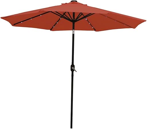 Amazon Com Sunnydaze Solar Outdoor Patio Umbrella With Led Lights Tilt Crank Aluminum 9 Foot Burnt Orange Garden Outdoor