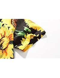 Camisa hawaiana casual de manga corta con botones de los girasoles de Big Boy de SSLR