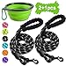 COOYOO 2 Pack Dog Leash 5 FT Heavy Duty - Comfortable Padded Handle - Reflective Dog Leash for Medium Large Dogs with Collapsible Pet Bowl