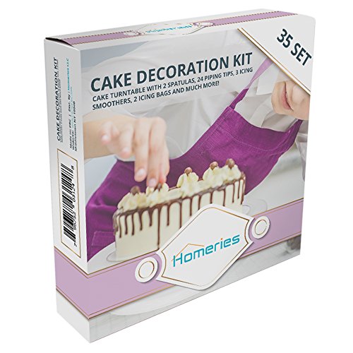 Homeries Cake Decorating Supplies Kit, 36 Piece Set, Turntable, Icing Smoothers, Spatula, Stainless Steel Icing Tips, Best for Cake Decorating and Display - Thumbnail 5